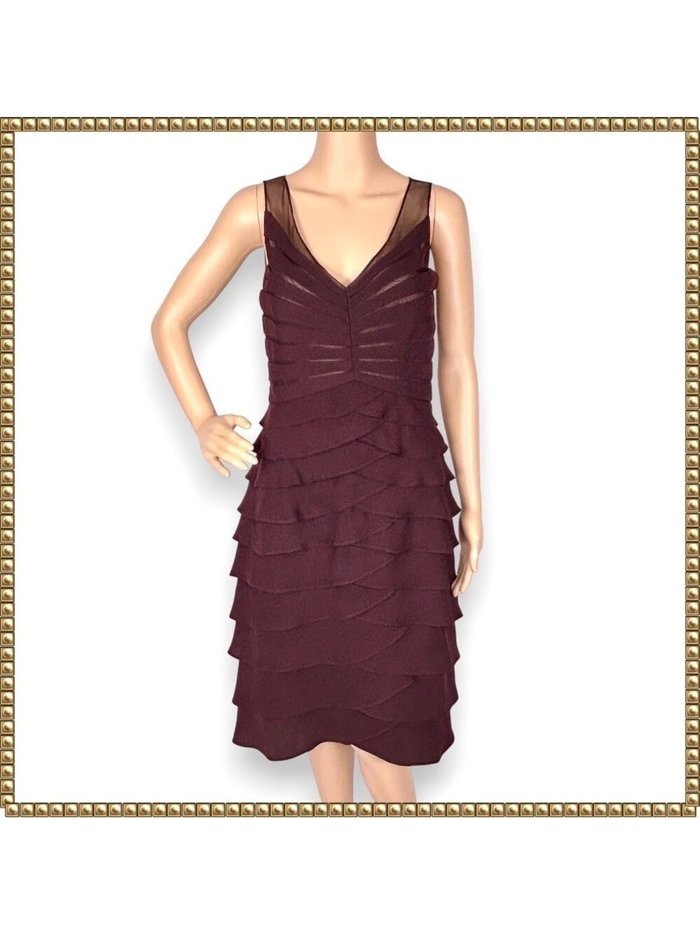 Eliza J Purple Sleeveless Tiered Ruffle Cocktail Dress Size 10